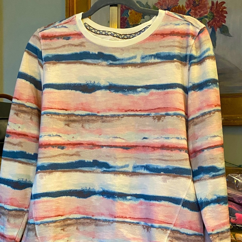 NWOT Orvis Watercolor Print French Terry Athleisure Lounge Comfy Pullover- S